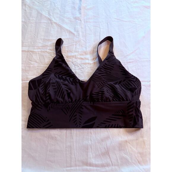 Aerie chill play move gray/black print long line sports bra size medium - Picture 2 of 5